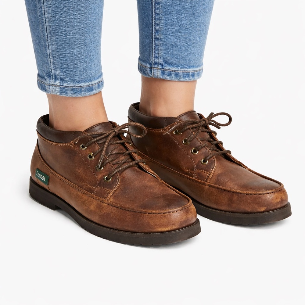 Size 8 Eastland Women’s Warren 1955 Leather Moc Toe Boots British Tan Brown